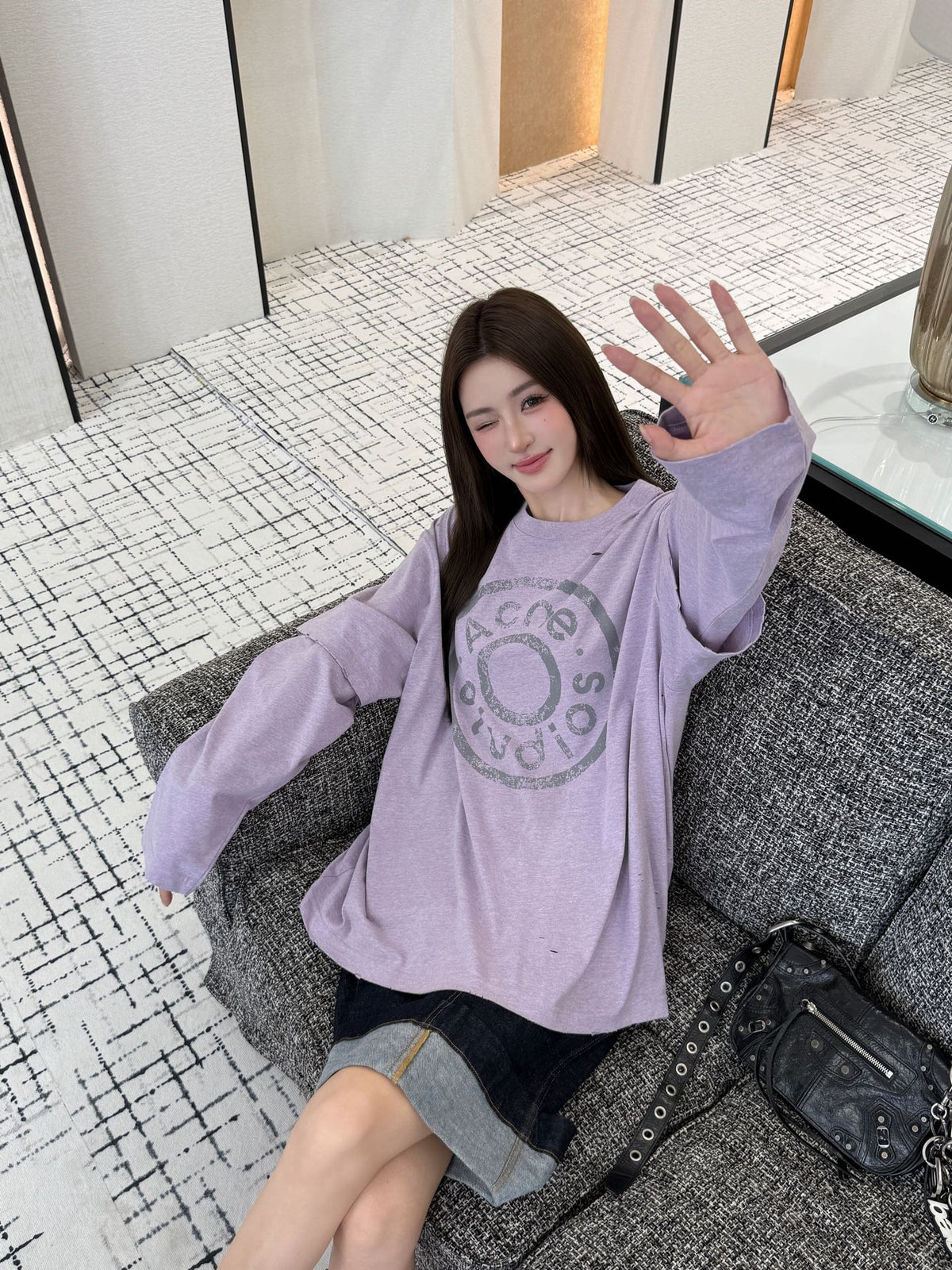2026 Women's GS Vintage Logo Fake Two-Piece Long-Sleeved (FF836)