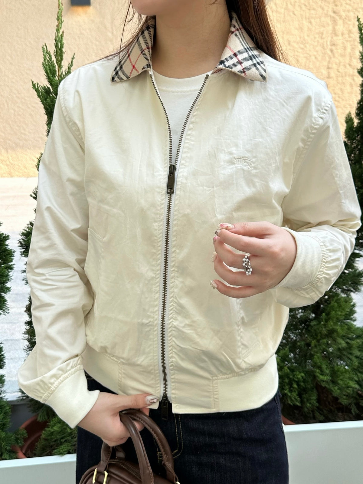 2026 Women's GS Embroidered Plaid Collar Coat (DD193)