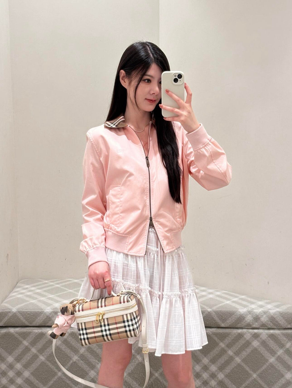 2026 Women's GS Embroidered Plaid Collar Coat (DD193)