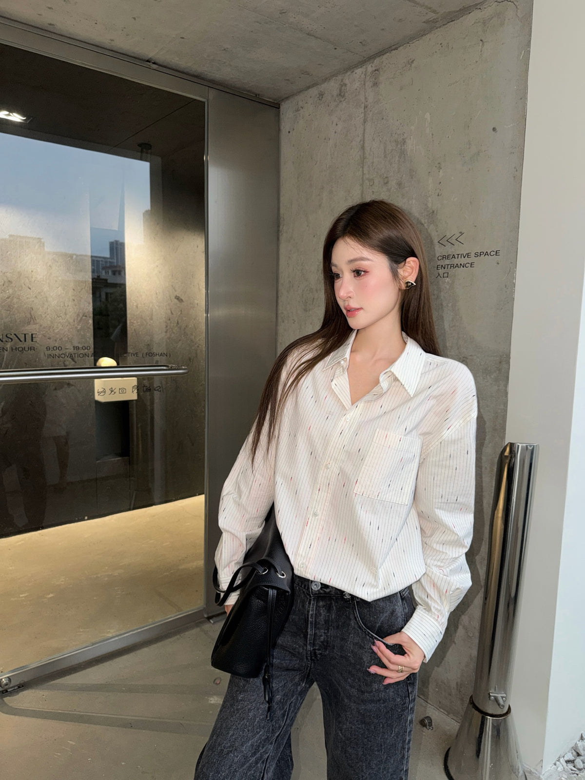2026 Women's GS Double C Embroidered Striped Shirt (FF804)