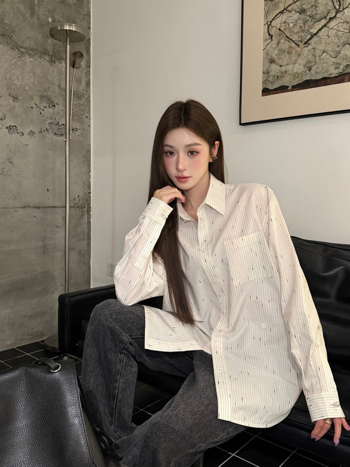 2026 Women's GS Double C Embroidered Striped Shirt (FF804)