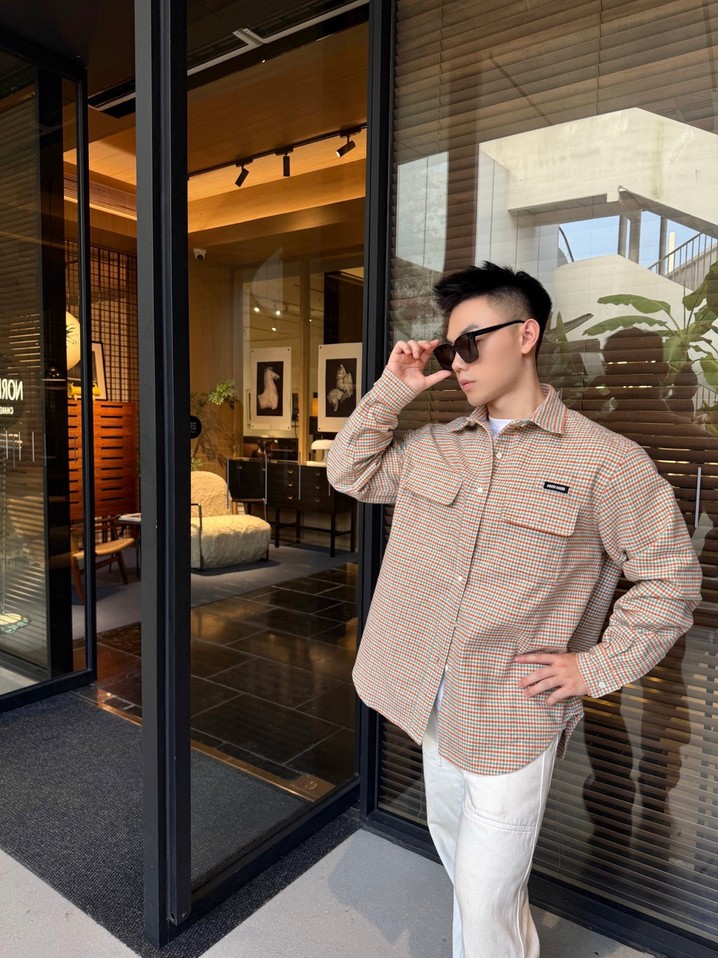 2026 new GS logo checked shirt jacket (CC7036-B70)