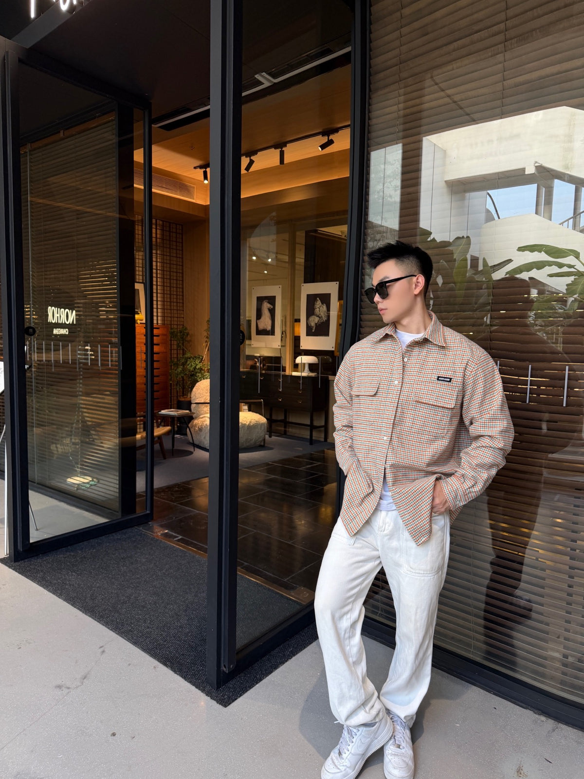 2026 new GS logo checked shirt jacket (CC7036-B70)