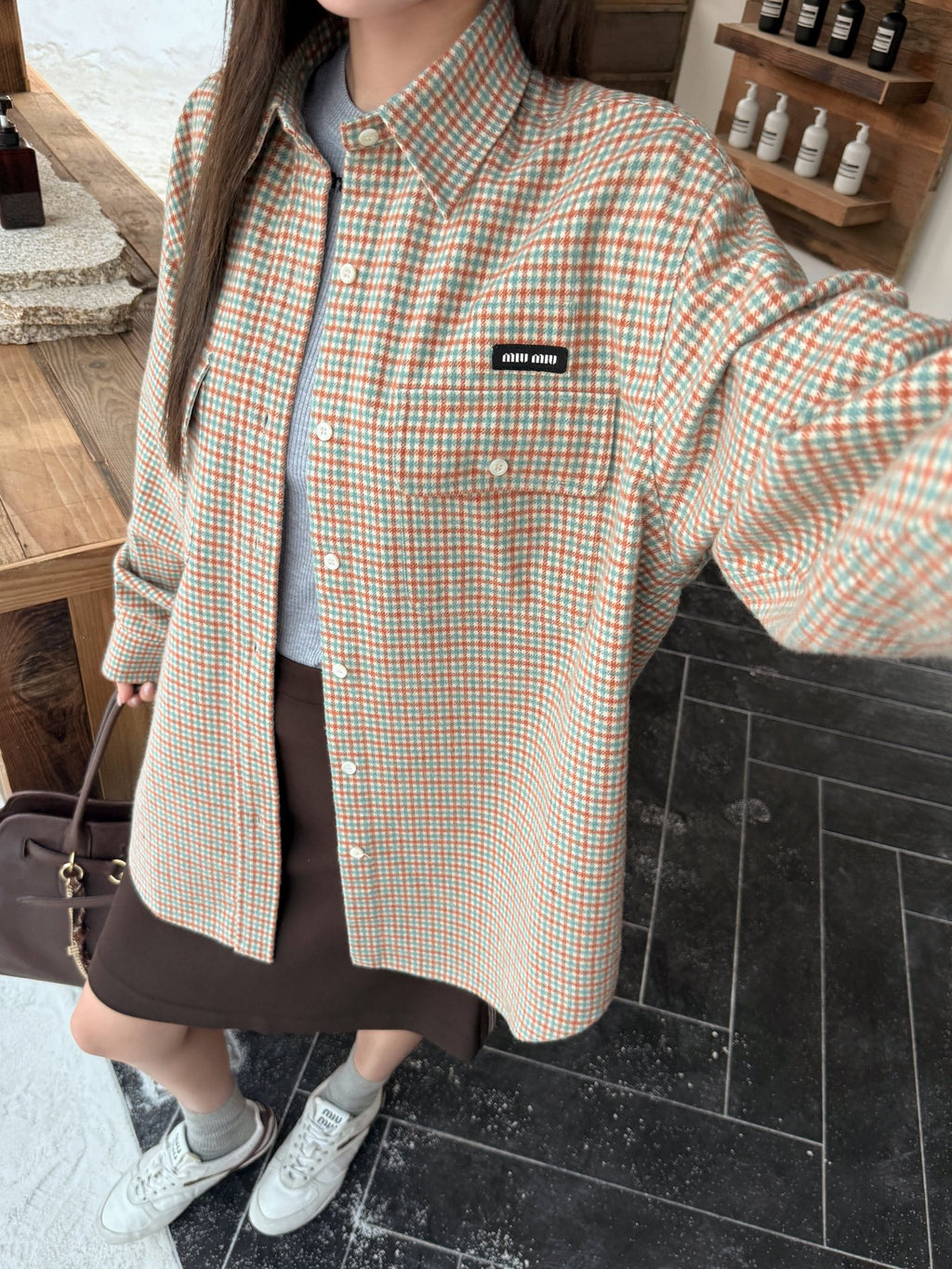 2026 Women's GS Logo Check Shirt Jacket (FF842)