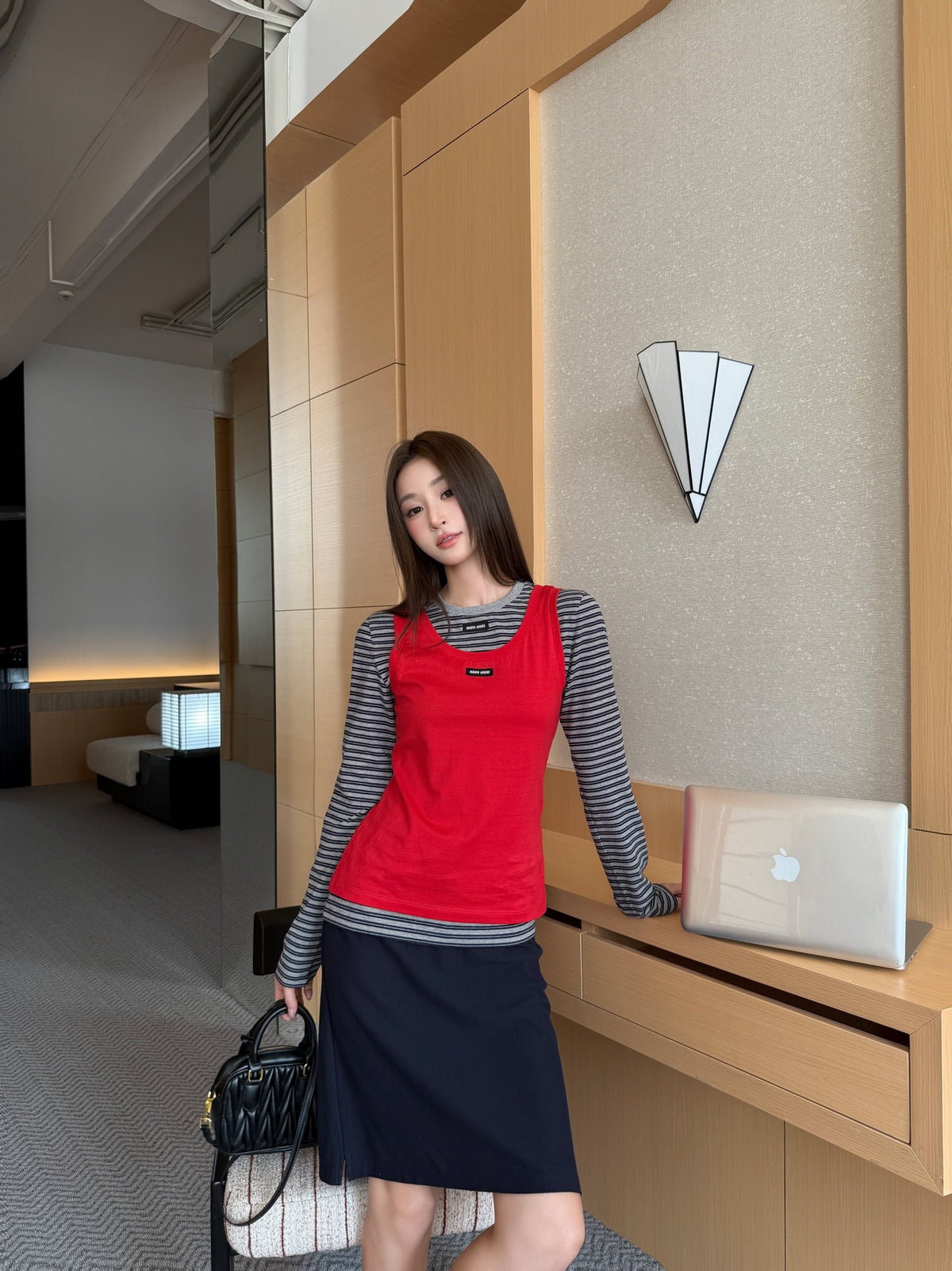2026 Women's GS Logo Striped Long-Sleeved (FF844)