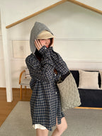 2026 Women's GS Check Pattern Hooded Coat (EE453)