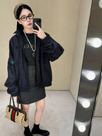 2026 Women's GS Badge Embroidered Checkered Coat (EE452)