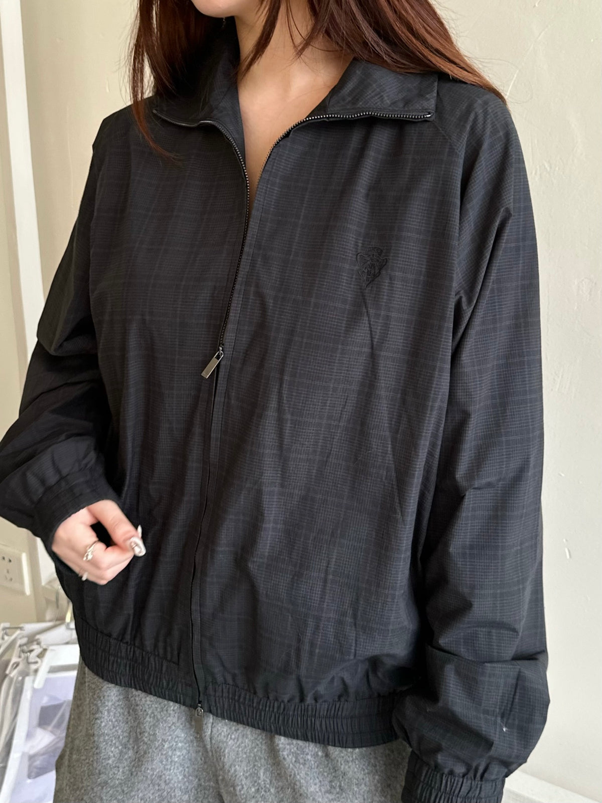 2026 Women's GS Badge Embroidered Checkered Coat (EE452)