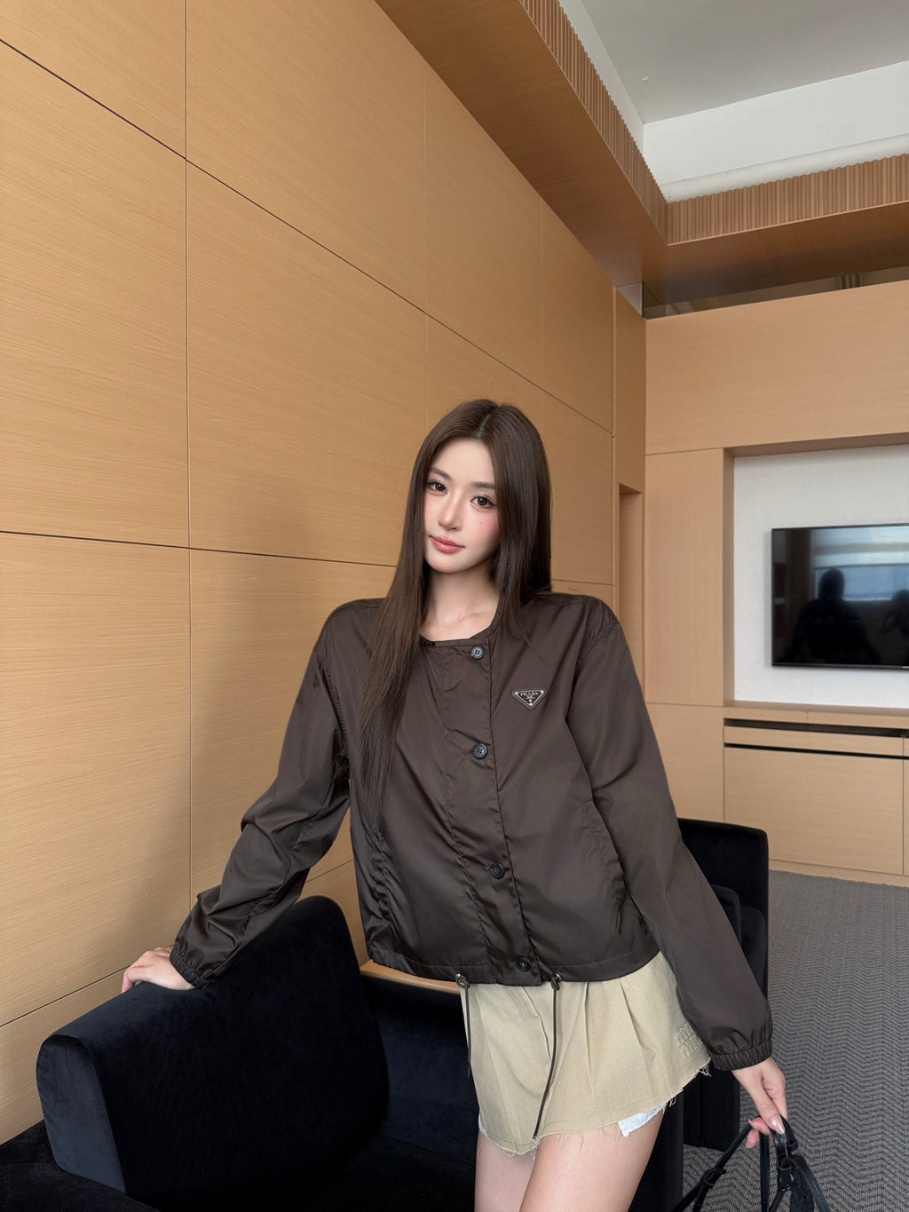 2026 Women's GS Triangle Mark Drawstring Round Neck Jacket (FF838)