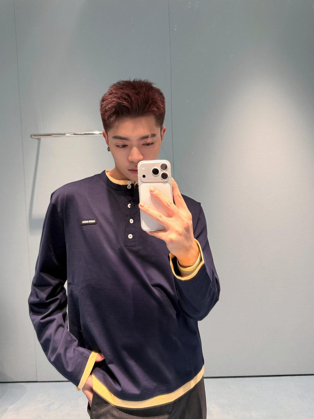 2026 New Model GS Logo Henry Long Sleeve Shirt (CC7045-A75)