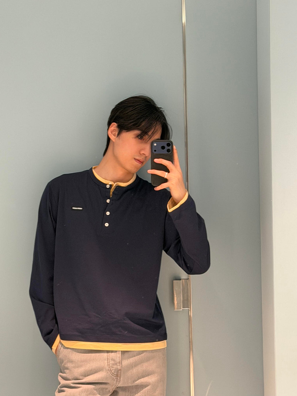 2026 New Model GS Logo Henry Long Sleeve Shirt (CC7045-A75)