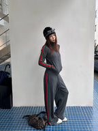 2026 Women's GS Color-Matched Striped Wool Pants (DD205)