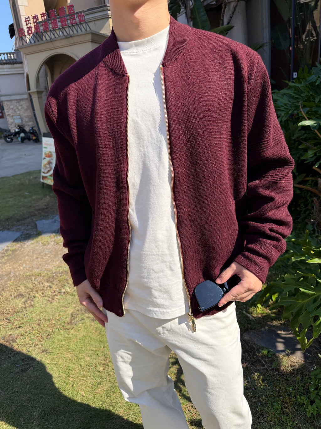 2026 New GS Striped Zip-Up Sweater Coat (AA1021-B90)