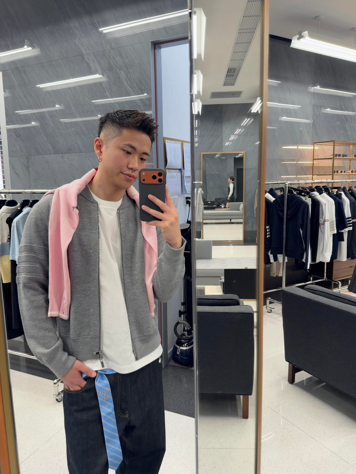 2026 New GS Striped Zip-Up Sweater Coat (AA1021-B90)