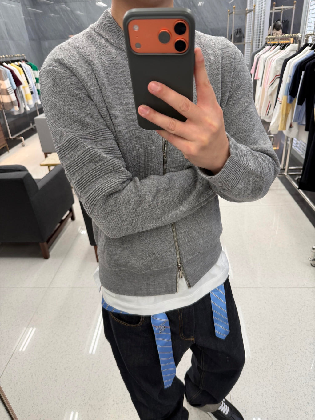 2026 New GS Striped Zip-Up Sweater Coat (AA1021-B90)