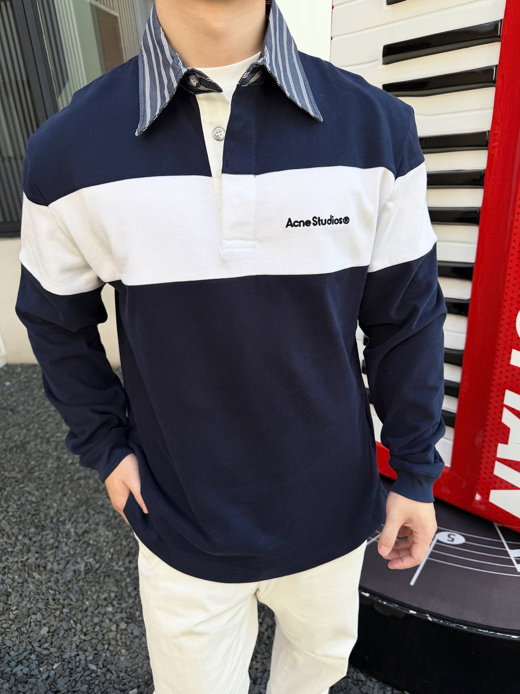 2026 New Model GS Embroidered Stripes Polo Neck Long Sleeve (BB913-A95)