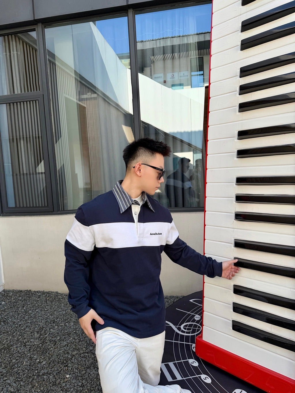 2026 New Model GS Embroidered Stripes Polo Neck Long Sleeve (BB913-A95)