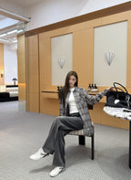 2026 Women's GS Logo Embroidered Check Shirt (FF831)