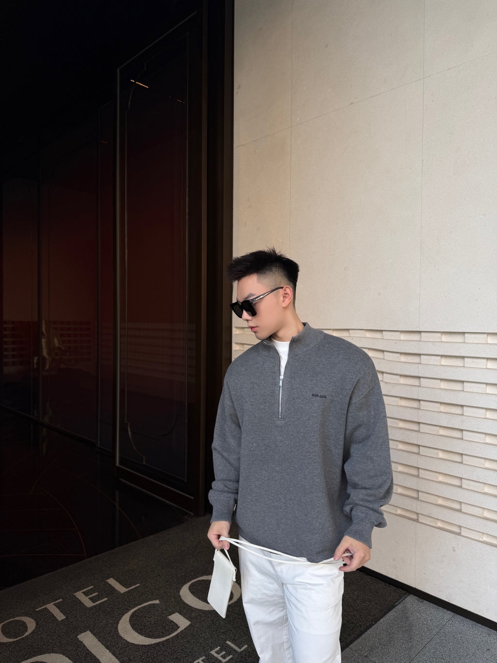2026 New Model GS Logo Plaid Half-Zip Sweater (AA1007-B40)