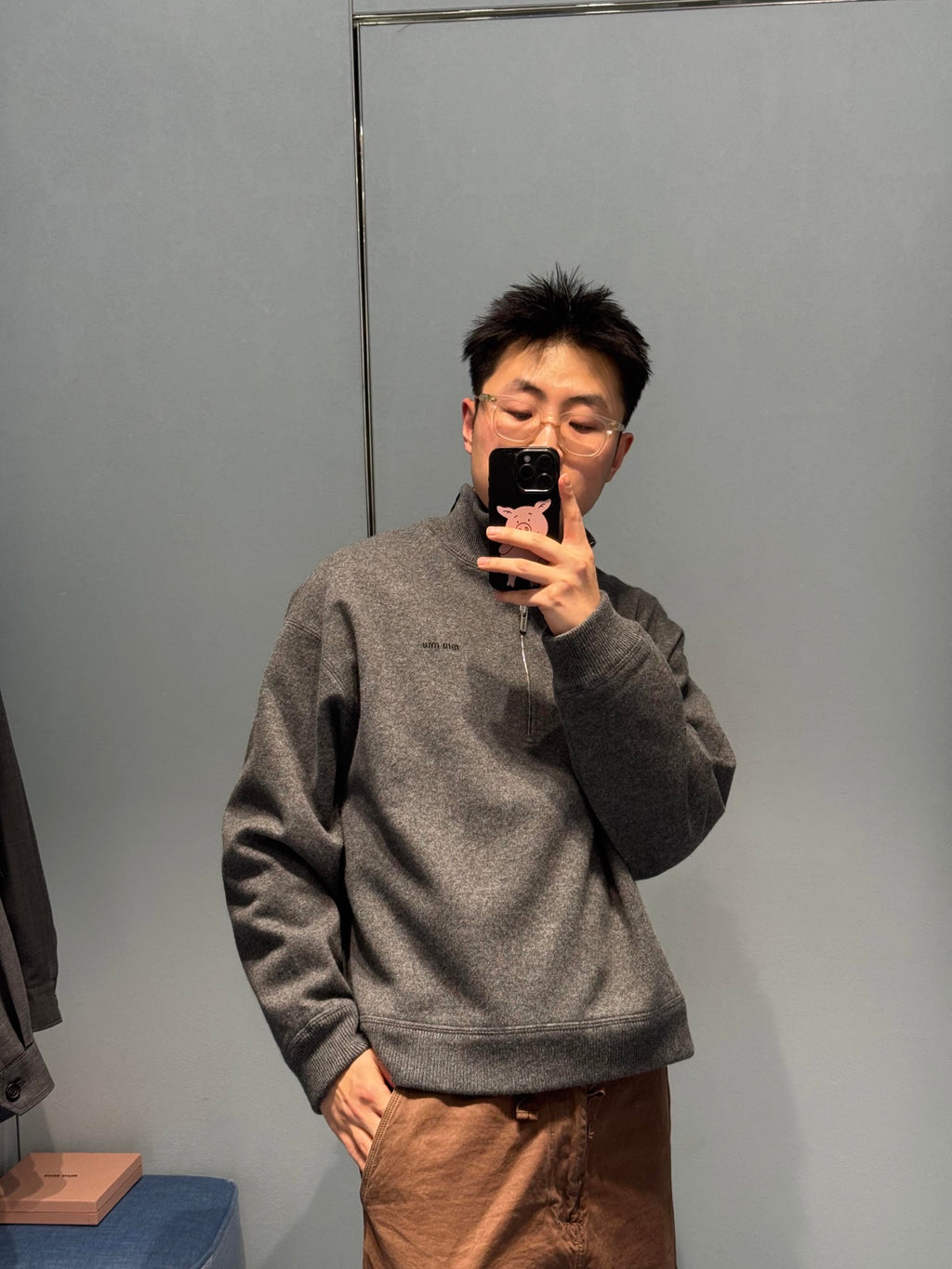 2026 New Model GS Logo Plaid Half-Zip Sweater (AA1007-B40)