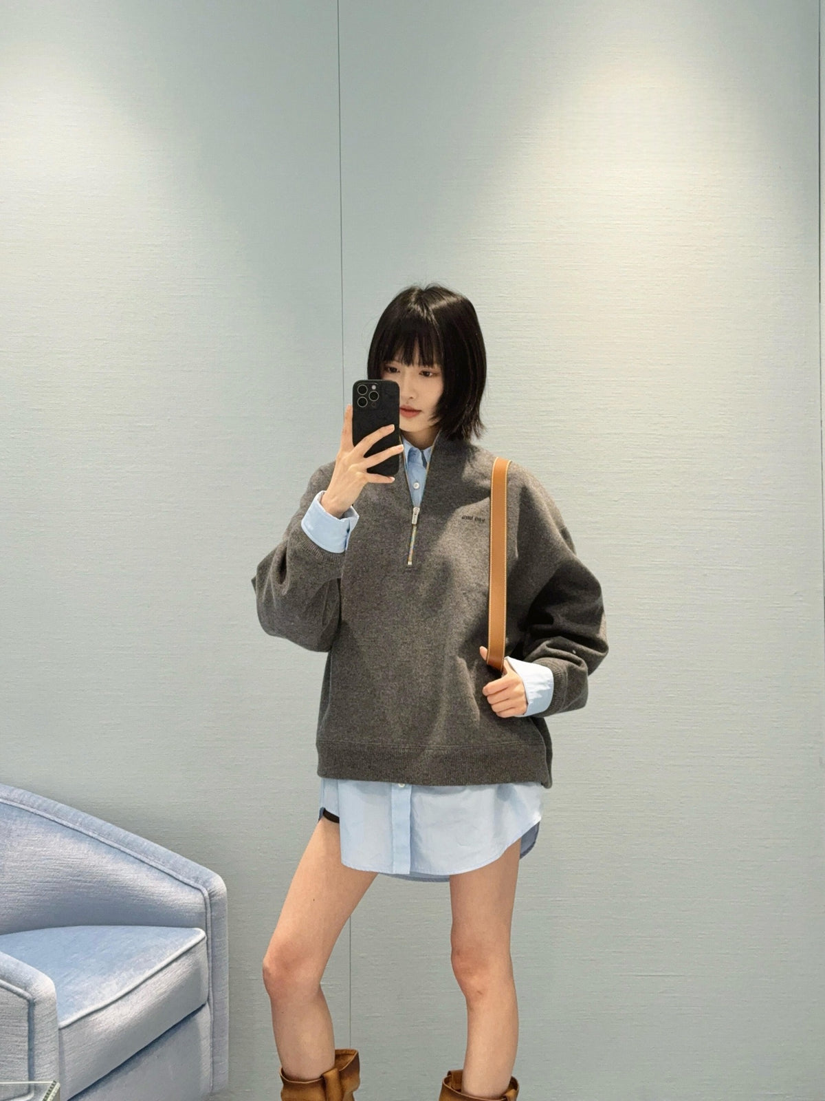 2026 New Model GS Logo Plaid Half-Zip Sweater (AA1007-B40)