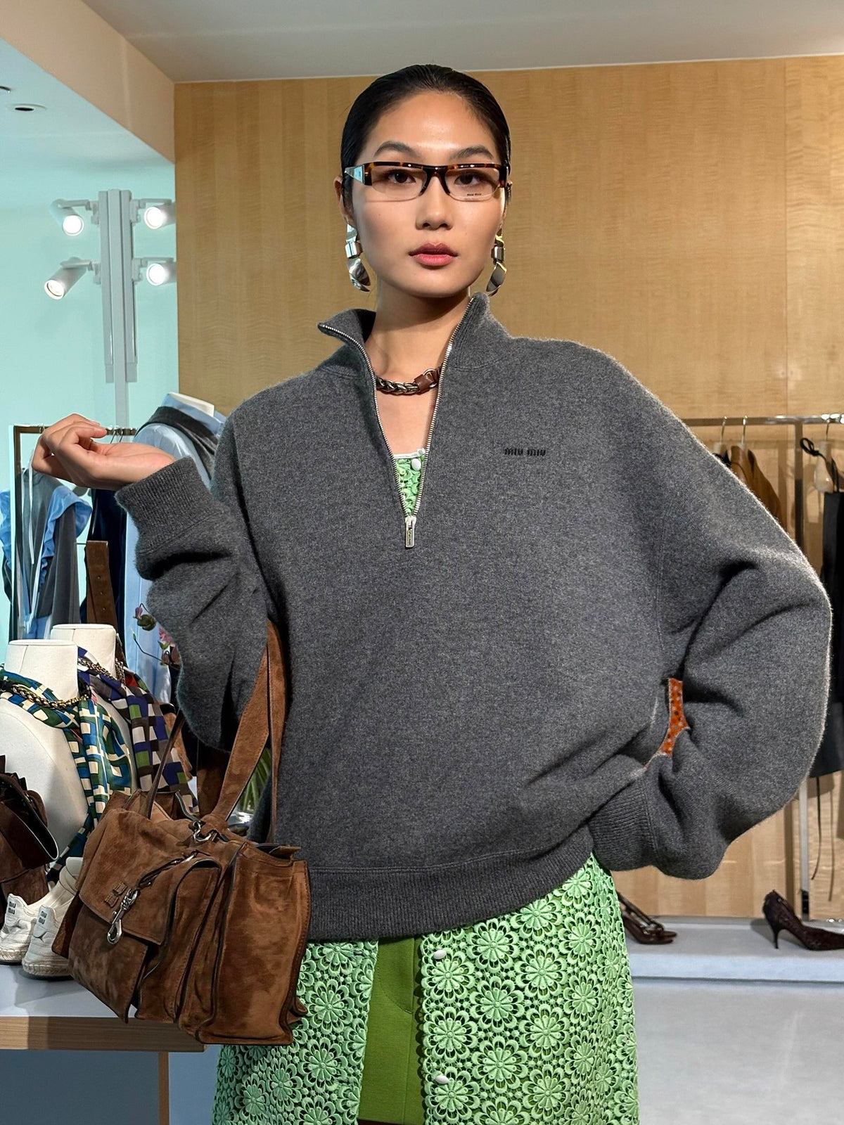 2026 New Model GS Logo Plaid Half-Zip Sweater (AA1007-B40)