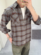 2026 New Model GS Logo Embroidered Checkered Shirt (CC7026-B60)