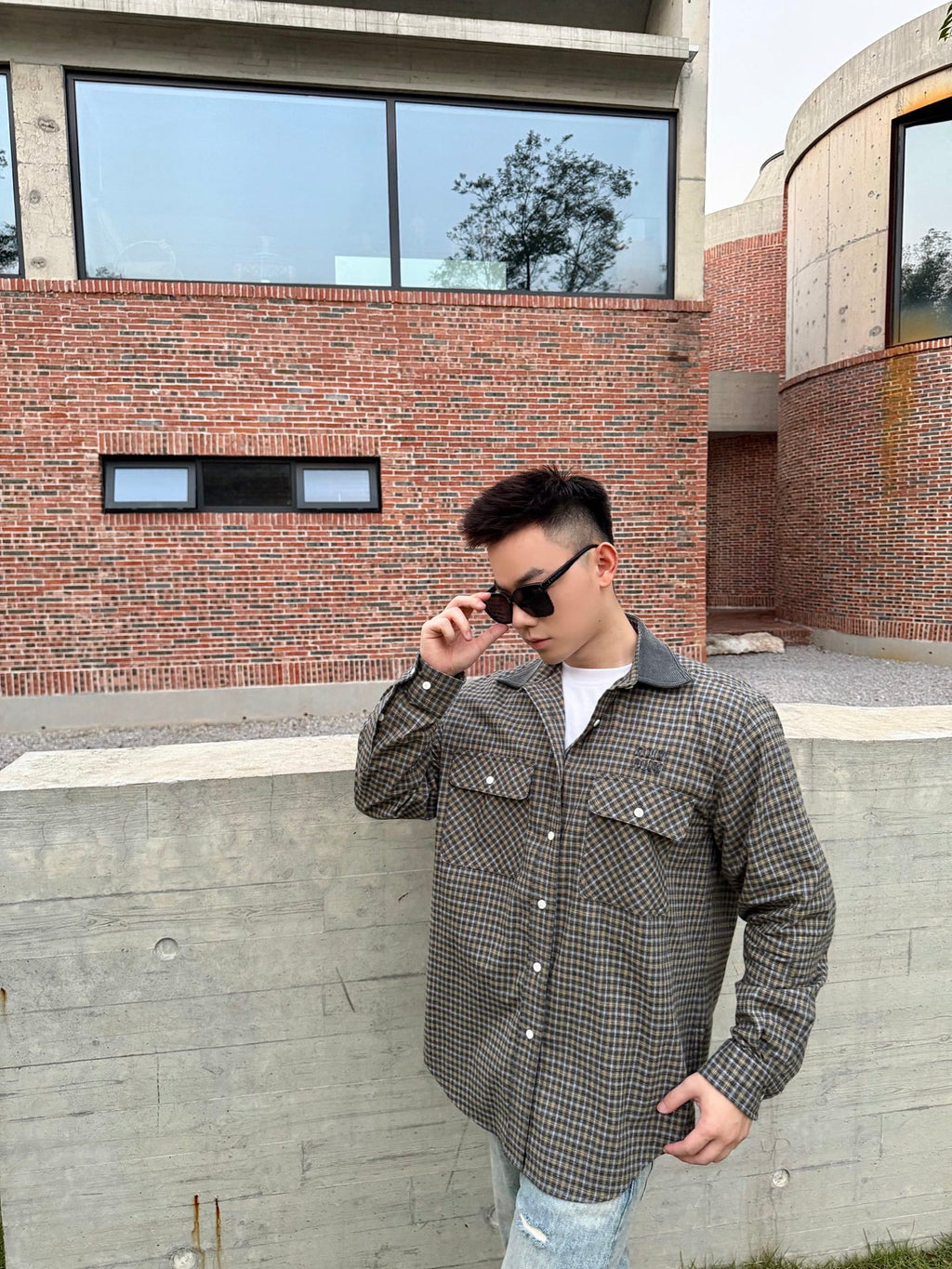 2026 New Model GS Logo Check Pencil Shirt (CC7035-B75)