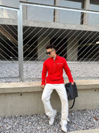 2026 New Model GS Logo Leather Pouch Half-Zip Sweater (AA1006-B40)