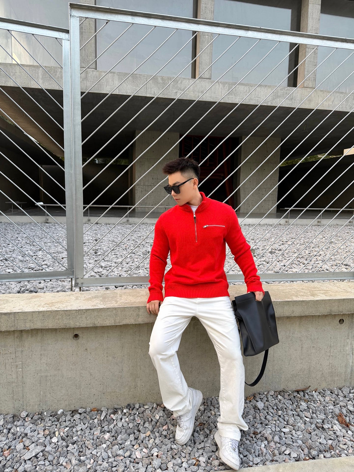 2026 New Model GS Logo Leather Pouch Half-Zip Sweater (AA1006-B40)