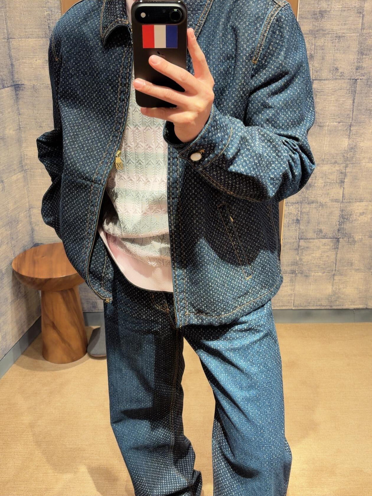 2026 New Model GS Full-Print Logo Zipper Denim Jacket (AA1032-C30)