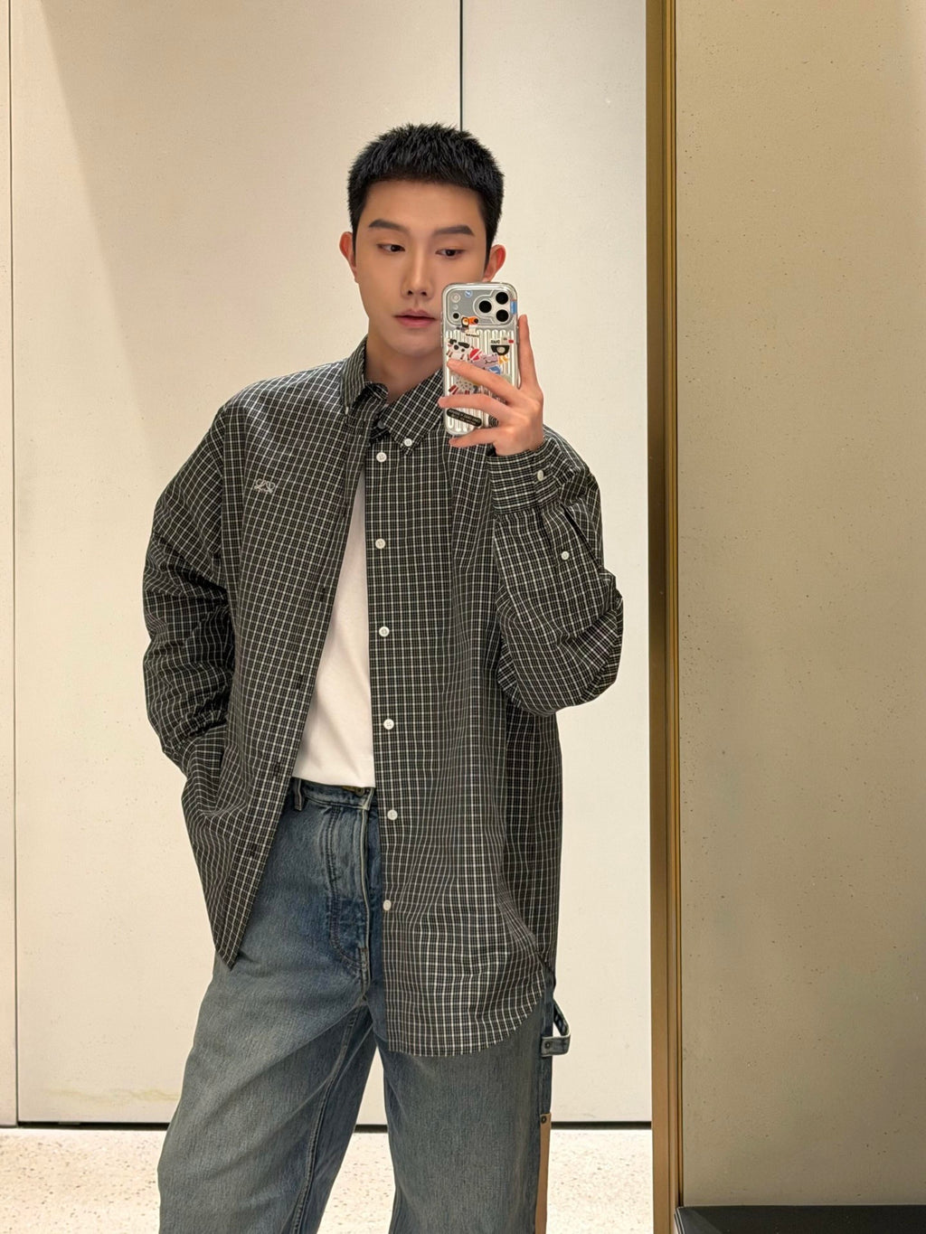 2026 New Style GS Embroidered Checkered Shirt (BB4055-B40)