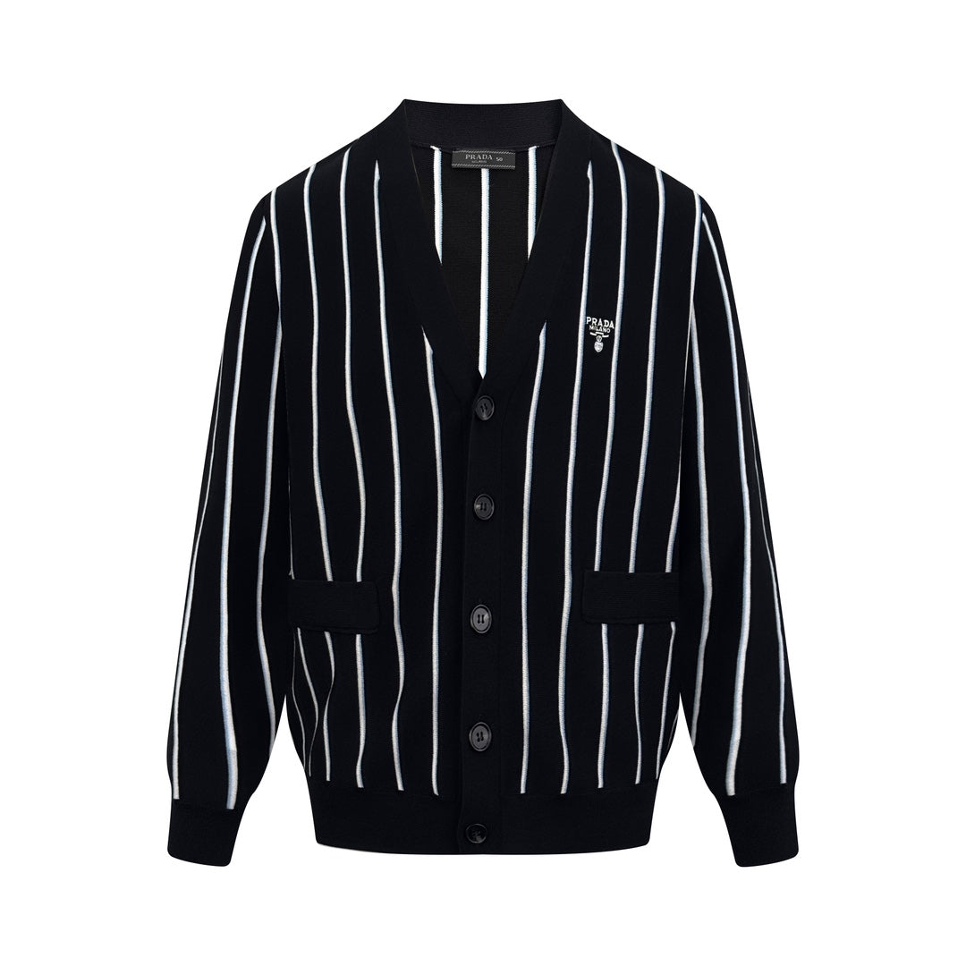 2026 New GS Striped Embroidered Cardigan (25306-B90)