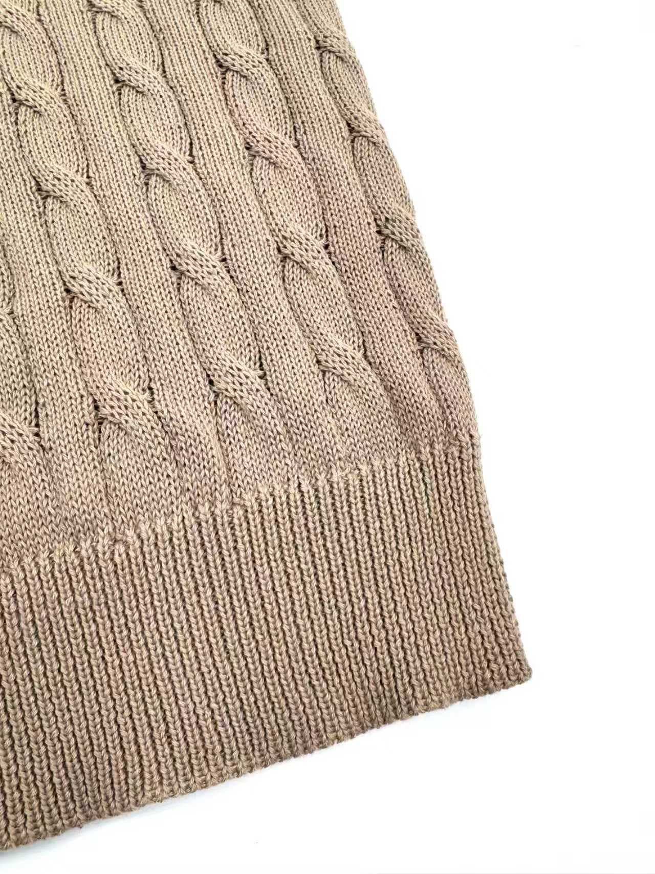 2026 Women's GS Cable-Knit Polo Neck Sweater (FF719)