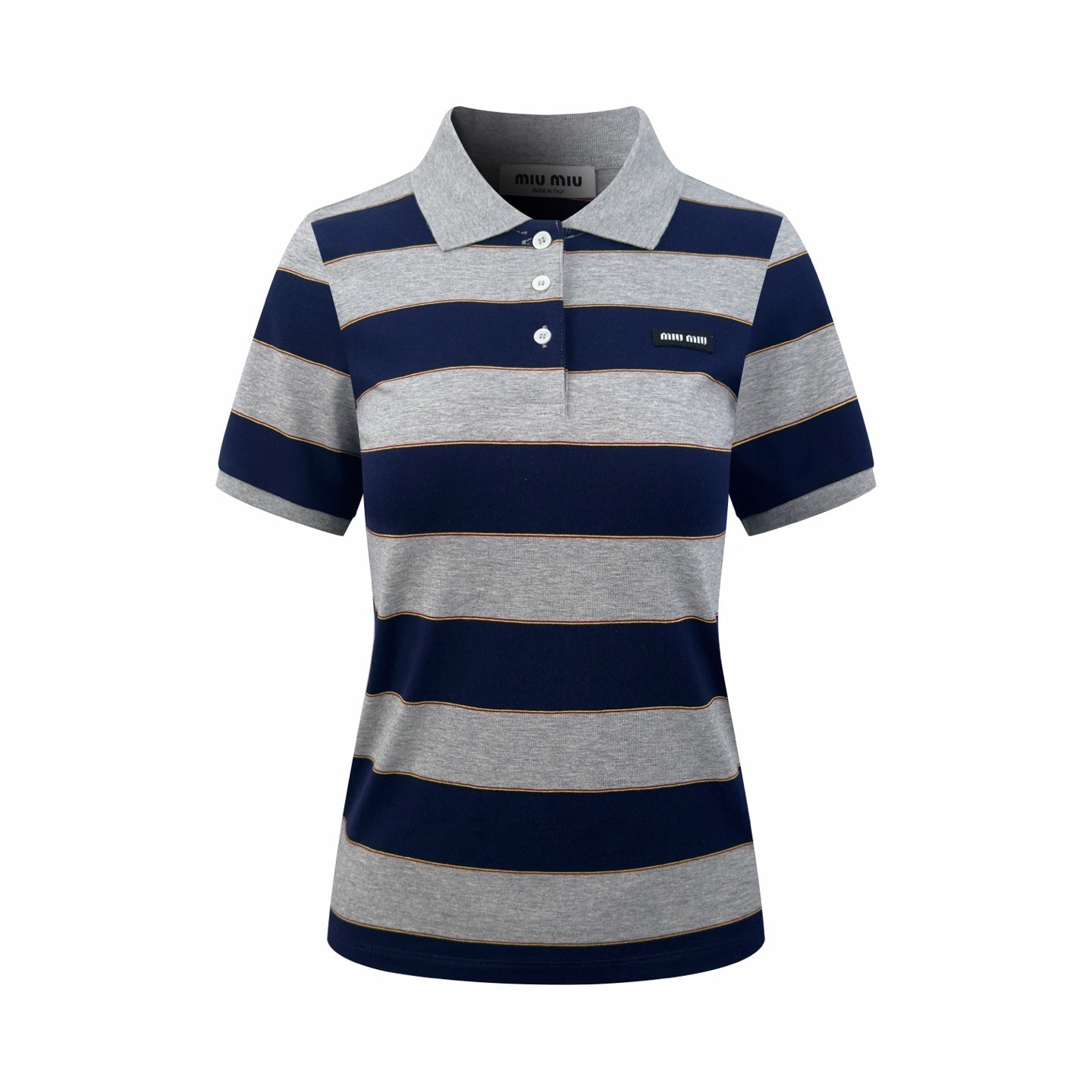 2026 Women’s Striped Polo Shirt with MM Logo (FF707)