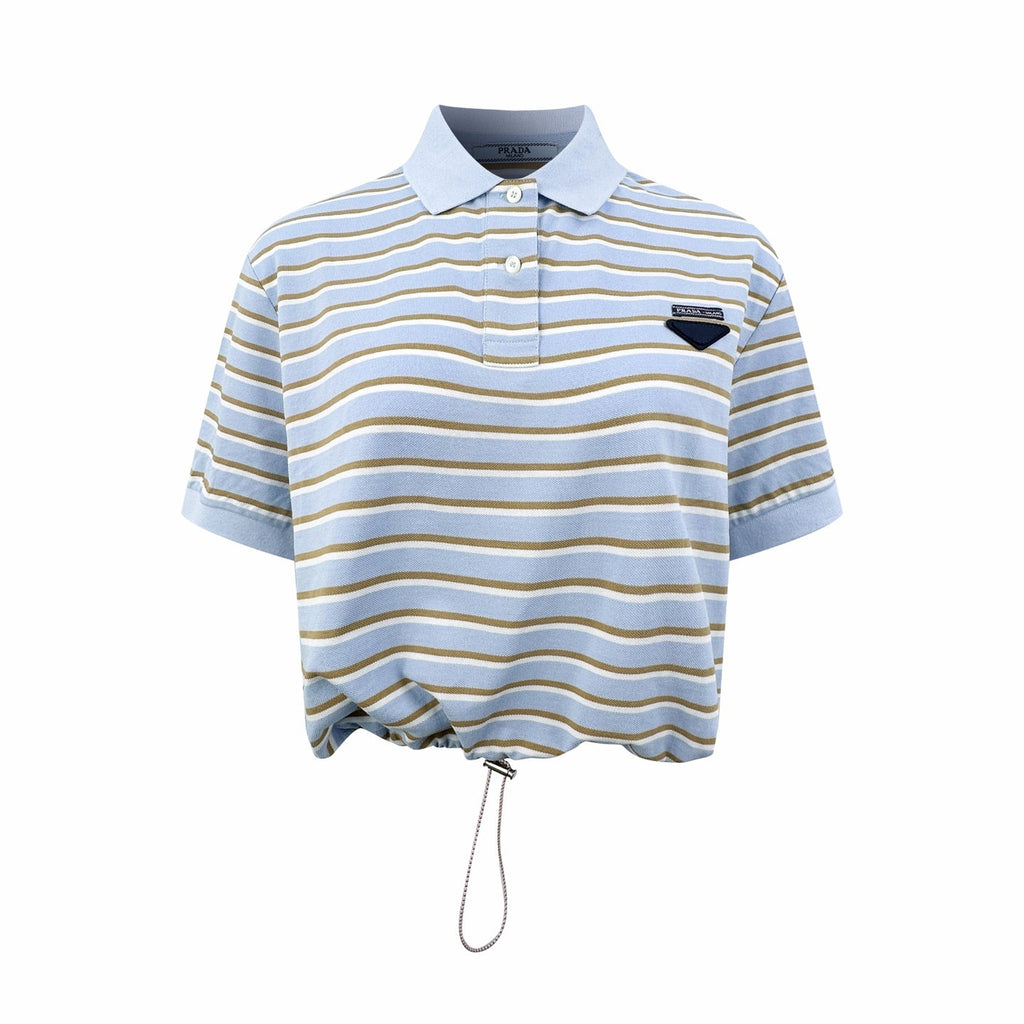 2026 Women’s GS Striped Polo Shirt with Triangle Logo (FF708)