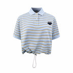 2026 Women’s GS Striped Polo Shirt with Triangle Logo (FF708)