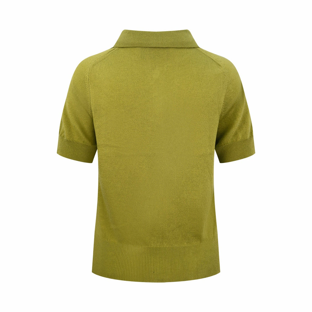 2026 Women’s GS  Embroidered Polo Neck Knit Top (DD112)