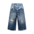 2026 New Acn Optical Illusion Print, Dyed and Distressed Denim Shorts (CC967-B45)