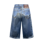 2026 New Acn Optical Illusion Print, Dyed and Distressed Denim Shorts (CC967-B45)