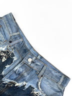 2026 New Acn Optical Illusion Print, Dyed and Distressed Denim Shorts (CC967-B45)