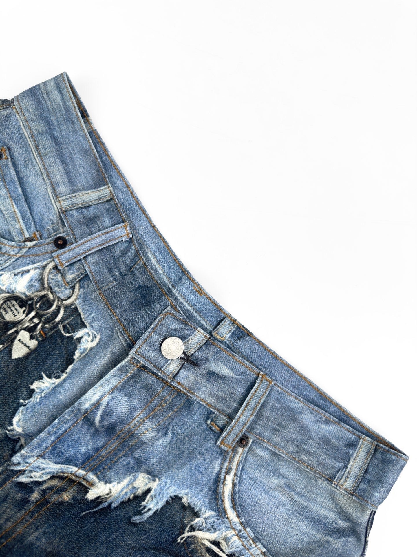 2026 Women’s GS Optical Illusion Print Dyed Denim Shorts (FF721)