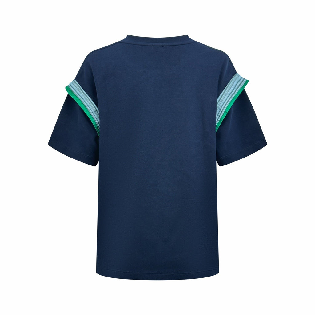 2026 Women’s GS Embroidered Striped Patchwork Short-Sleeved Top (DD108)