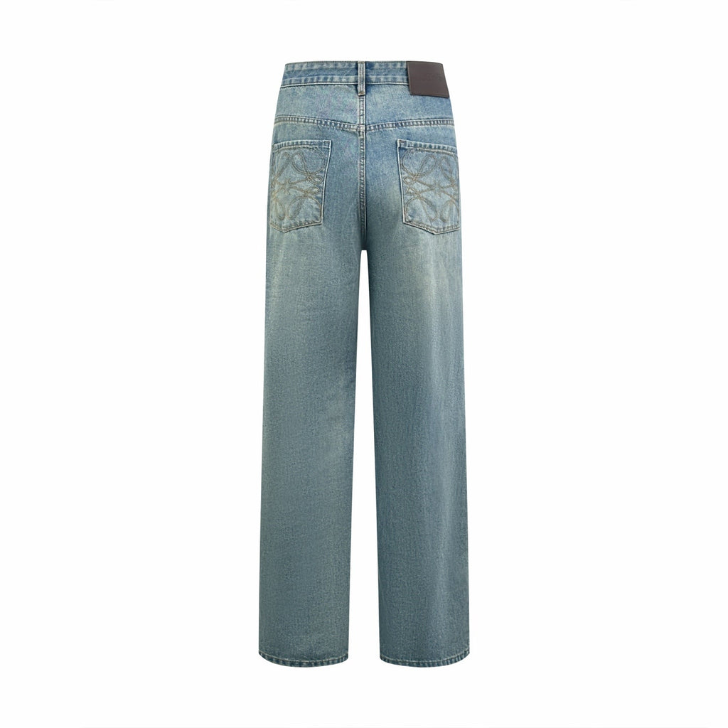 2026 Women’s GS Embroidered Leather-Tagged Jeans (EE414)
