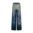 2026 New GS Optical Illusion Print Distressed Denim Trousers (BB851-C05)