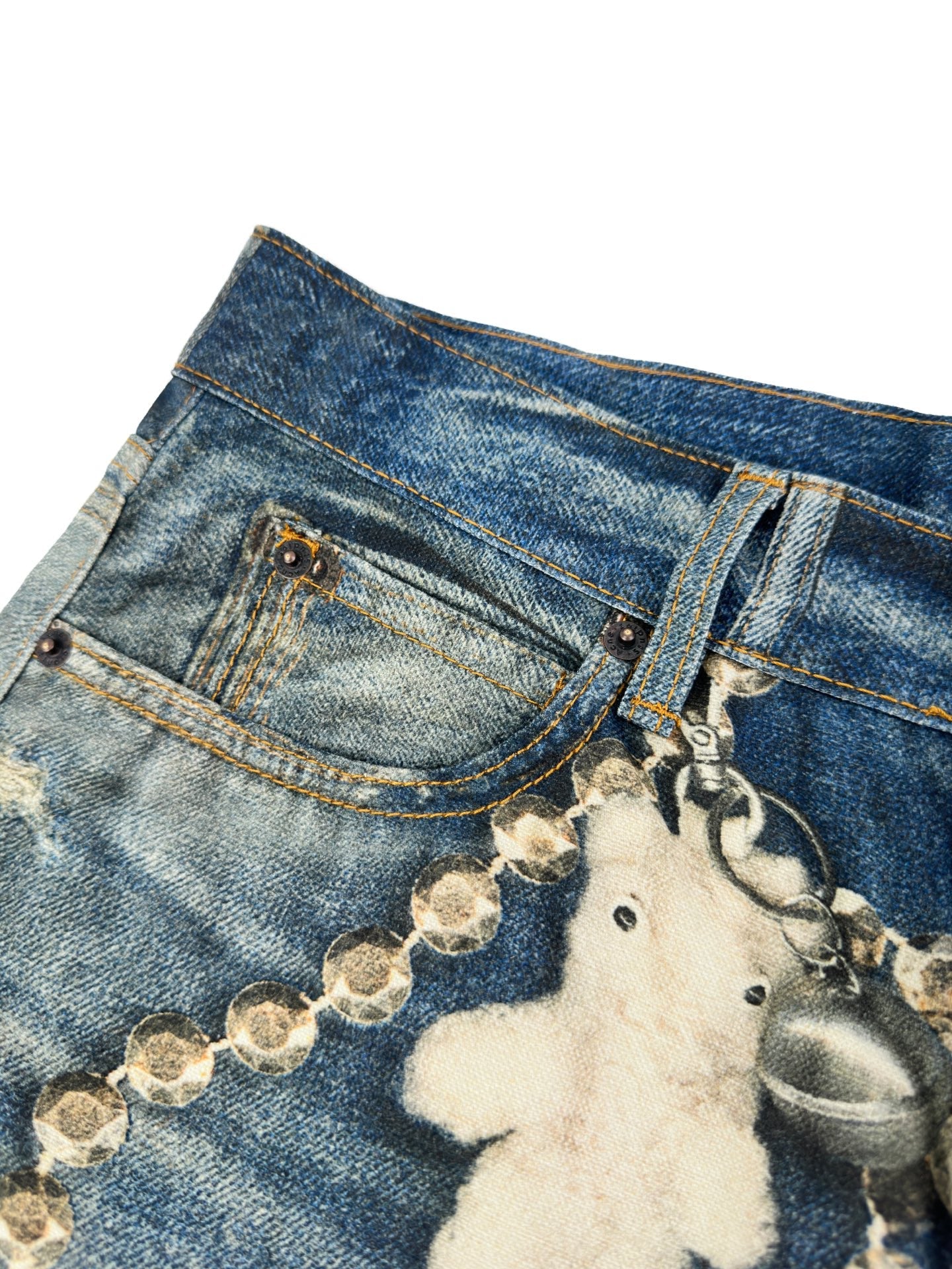 2026 New GS Optical Illusion Print Distressed Denim Trousers (BB851-C05)