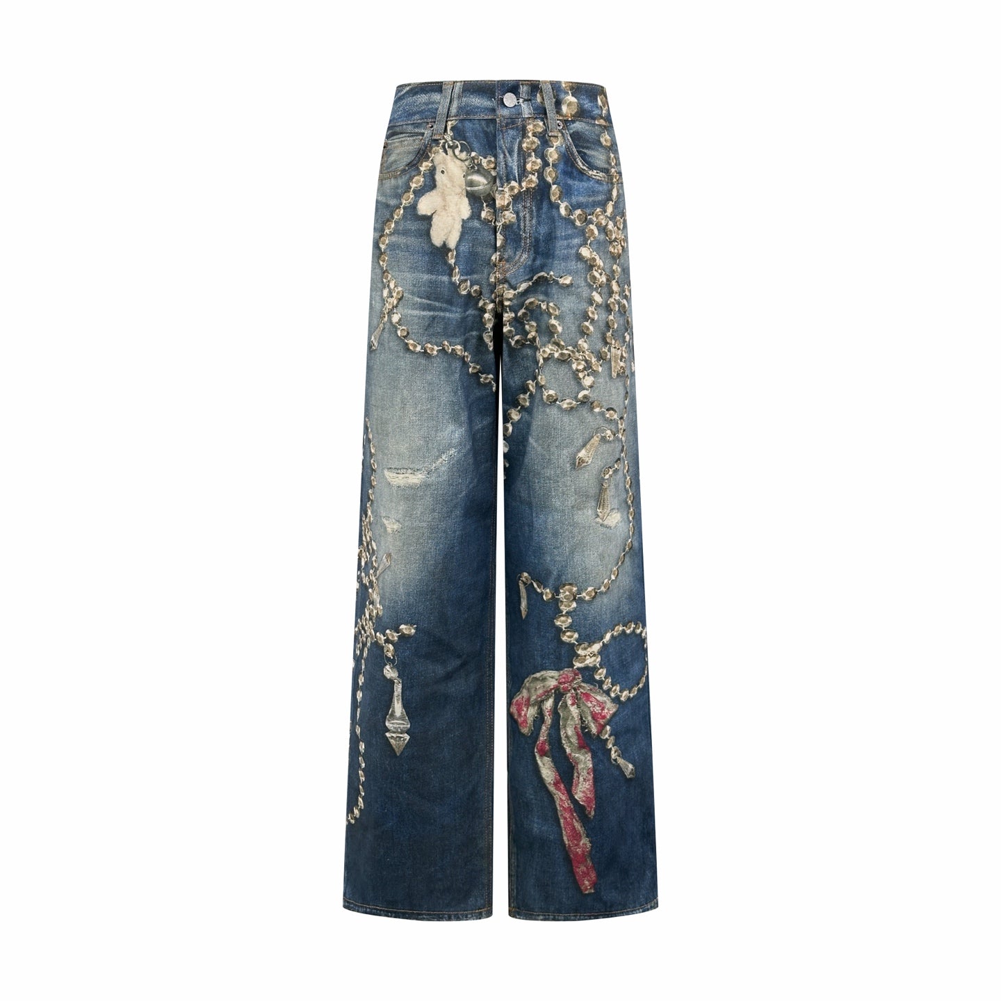 2026 Women's GS Optical Illusion Striped Dyed Jeans (EE416)
