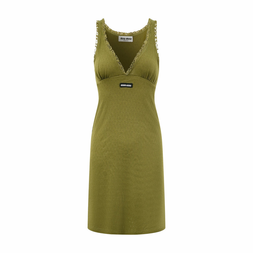 2026 Women’s GS Lace-Trimmed Spaghetti-Strap Dress (FF739)