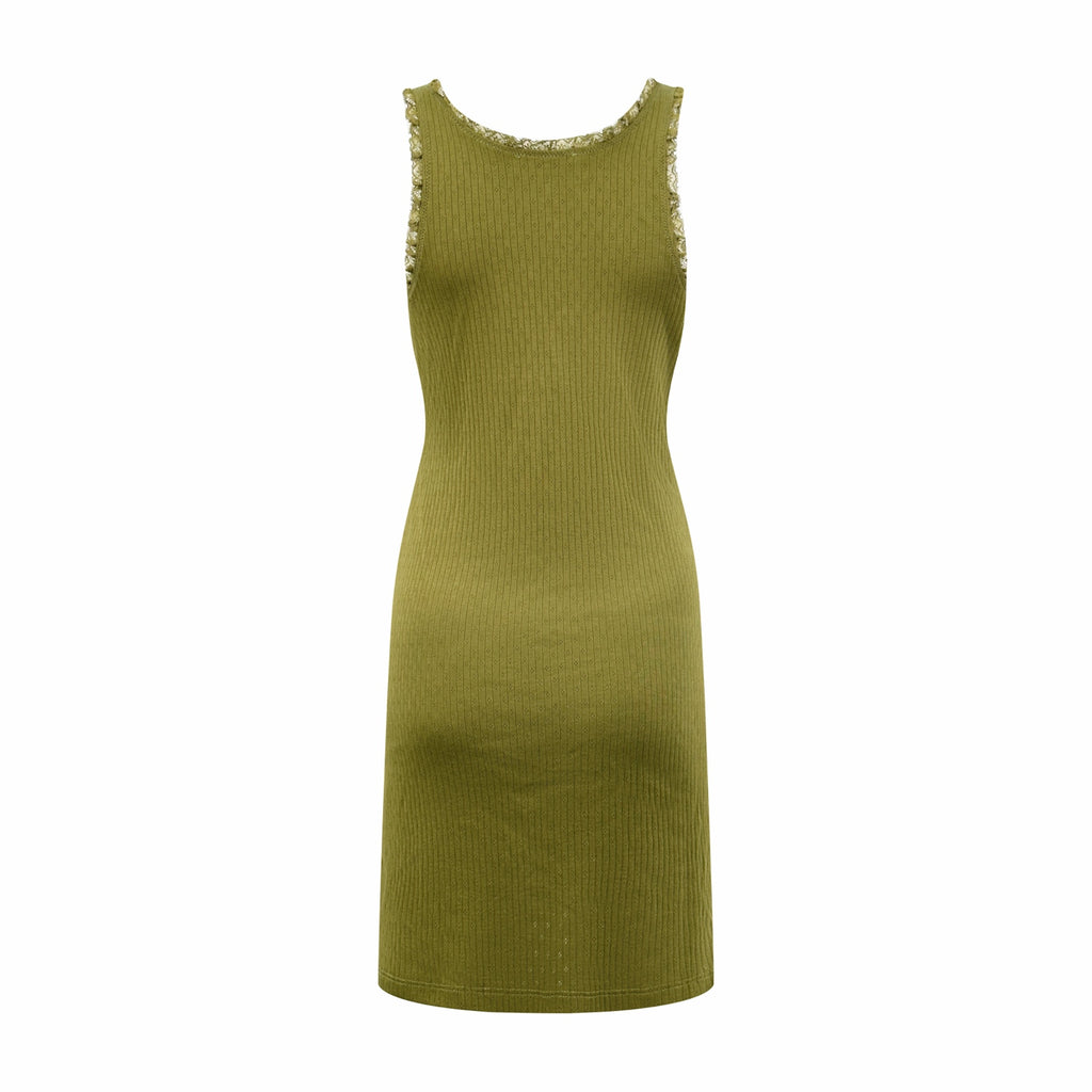 2026 Women’s GS Lace-Trimmed Spaghetti-Strap Dress (FF739)