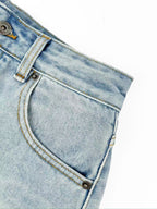 2026 Women’s GS Embroidered Leather Denim Shorts (EE422)